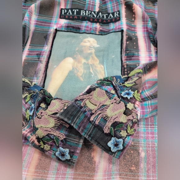 Pat Benatar Upcycled Rock Band Flannel - Picture 12 of 12